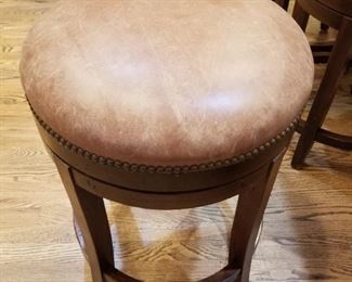 Set of Four Leather Swivel Top Bar Stools $160