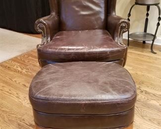 Leather Wing Back with Ottoman by Hickorycraft $225
