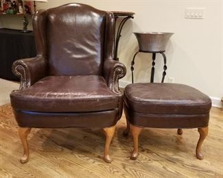 Leather Wing Back with Ottoman by Hickorycraft $225
