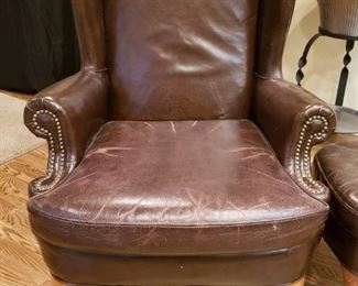 Leather Wing Back with Ottoman by Hickorycraft $225