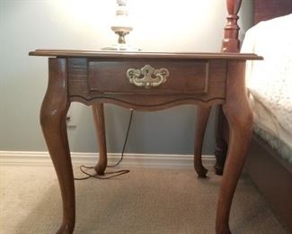 Oak Side Table with Drawer $40
