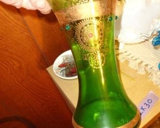 PLL #163 Bohemian/Czech Green Vase $15
