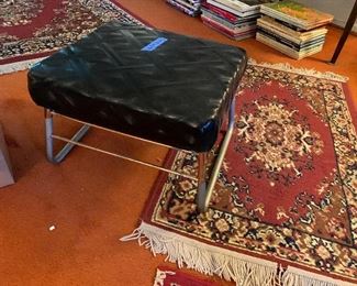 PLL #239 Vintage Mid Century Modern Ottoman Pearl Wick Leg Lounger $125 / PLL#238 Small Rug 2' x 4' approx @ $20