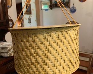PLL #366 - 1940's Princess Sewing Yellow Wicker Sewing Basket $35