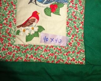 PLL #182.  40 x 40 Bird Quilt $10