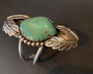 Vintage Native American Turquoise Silver Cuff Bracelet