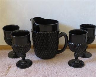 Indiana glass Tiara Diamond Point black glass