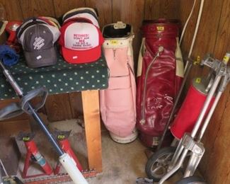 golf bags, hats, weeder, ball retriever,pull cart