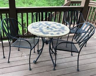 Tiletop Bistro table w/4 Wrought iron Chairs