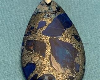 058 Blue Stone Pendant Necklace