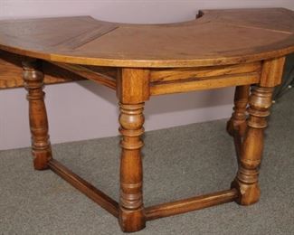 Wonderful functional half round oak desk with lift up extensions $300.00