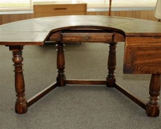 Wonderful functional half round oak desk with lift up extensions $300.00