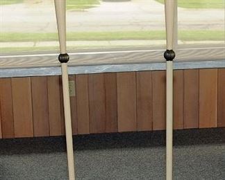 Pair of 40's - 50's More Formal Modern Floor Lamps with Wonderful Fabric Shades $125