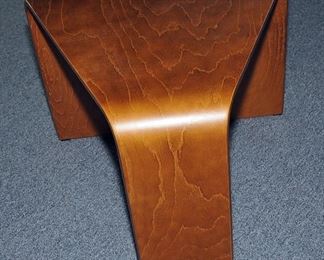 Unmarked bentwood triangular side table $250.00