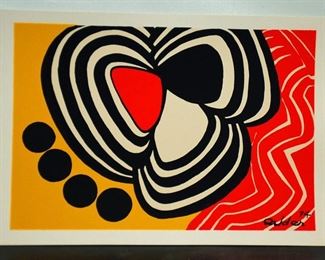 ALEXANDER CALDER SILKSCREEN POSTCARD FOUR BLACK DOTS ~ 1976 WHITNEY $20.00