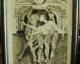 G H ROTHE ORIGINAL SIGNED LARGE MEZZOTINT ~ ARABESQUE $600.00