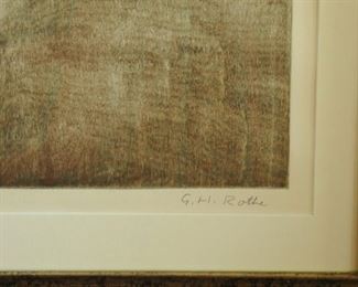 G H ROTHE ORIGINAL SIGNED LARGE MEZZOTINT ~ ARABESQUE