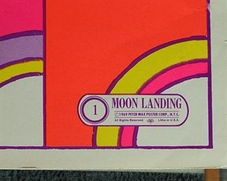 Peter Max Moon Landing #1 Original Vintage Poster (Man Must Moon) 24 x 36" 1969 $250.00