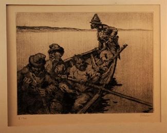 RARE: Claude Weisbuch Signed & Numbered Lithograph ~ Peasant Duck Hunters $200.00