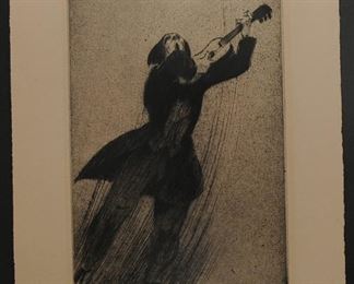 RARE: Claude Weisbuch Signed & Numbered Lithograph ~ Violinist $250.00
