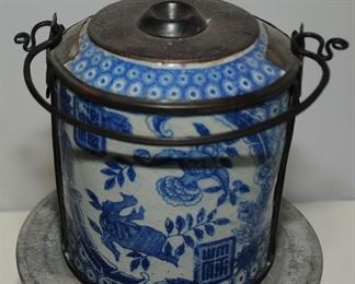 Asian Antique Ceramic & Bronze Opium Jar, China $140.00