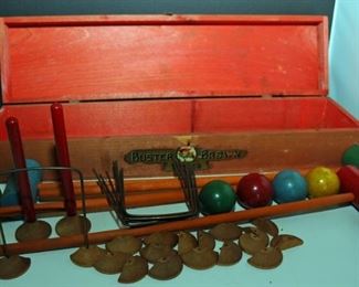 ANTIQUE ADVERTISING: BUSTER BROWN SHOES INDOOR CROQUET SET W/BOX $120.00