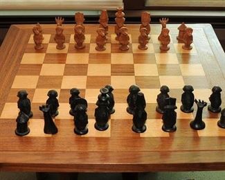 HAND CARVED WEST AFRICAN CHESS SET ~ MONKEYS $200.00
