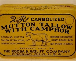 R & R MUTTON TALLOW MINT ADVERTISING TIN $45.00