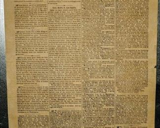 ORIGINAL CIVIL WAR VICKSBURG JULY 2, 1863 ~ PRINTED BY UNION SOLDERS JULY 4, 1863 NEWSPAPER PRINTED ON WALLPAPER $150.00