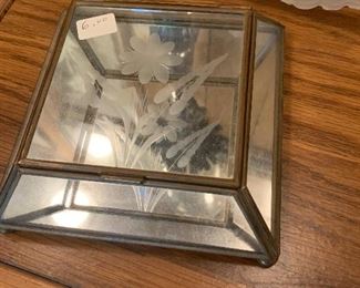 s29- glass and brass jewelry box $4