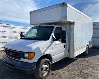 Lot # 78	

2006 E-450 15’ Box Van
Year: 2006
Make: Ford
Model: E-450 Super Duty
Vehicle Type: Van
Mileage: 144523
Plate:
Body Type: Base Cutaway; Cube Van
Trim Level: Base
Drive Line: 4x2
Engine Type: V10, 6.8L (415 CID); SOHC; EFI
Fuel Type: Gasoline
Horsepower:
Transmission:
VIN #: 1FDXE45SX6HA41453

Features and Notes:
Clean California title in hand.
DMV fees: $15 and $70 doc fees 