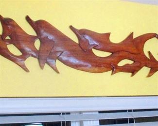 Teak Dolphins..40 inches long   set of two