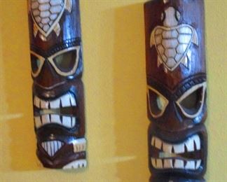 Tiki Masks inlaid with mother of pearl