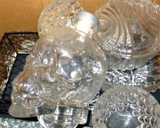 Glass ware, skulls, shells, bowls, ash trays