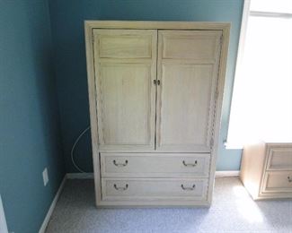 Pickled Oak Armoire Style Dresser $100