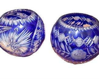 46. Two 2 Blue Cut Crystal Bowls