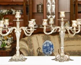 60. Pair of SilverPlated Candelabras