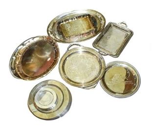 67. Grouping of Silverplate Trays and Chargers