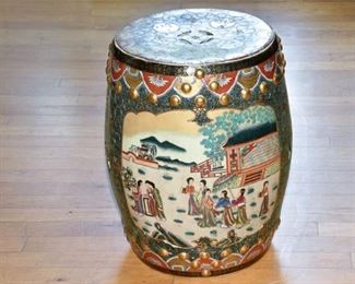 83. Hand Painted Chinese Pottery Stool