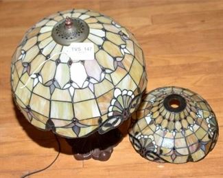 92. Vintage Leaded Glass Lamp and Second Shade