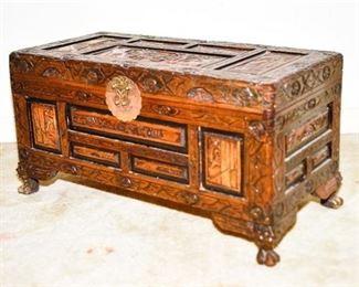 100. Heavily Carved Chinese Chest