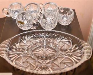 121. Crystal Dish and Punch Cups