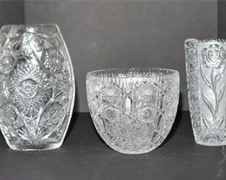 208. Three 3 Cut Glass Vases
