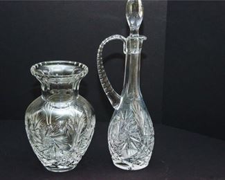 224. Crystal Decanter and Vase