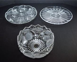 229. Three 3 Pressed and Cut Glass Dishes