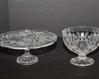 228. Glass Cake Plate and Dish