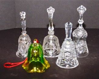 235. Five 5 Crystal and Glass Bells