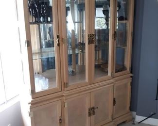 Large light wood asian inspired china cabinet