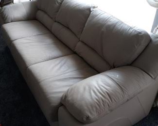 Beige leather couch 90in