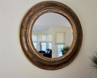 Large round decorative wall hung mirror, gilt finish, 37” round
Asking: $185
